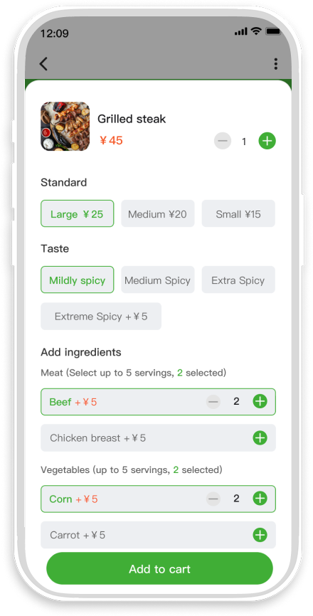 菜品自定义选项