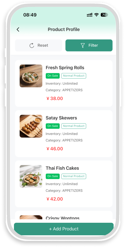 Mobile Product & Menu Management